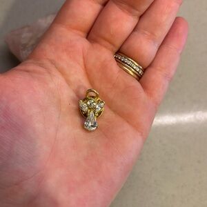 Vintage Gold Tone Rhinestone Angel Pin